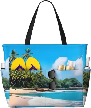 Waterproof Beach Bag for Women Sandproof Beach Tote Bag Large Capacity Swim Pool Bag Foldable Travel Duffel Bags
