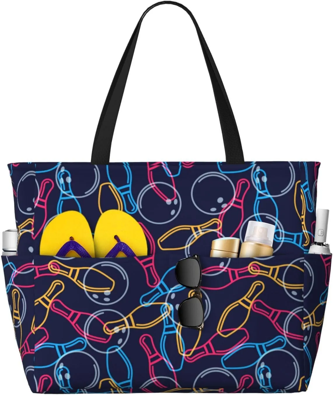 Waterproof Sandproof Beach Bag Multicolor Bowling Swim Large Tote Pool Bag For Women With Zipper