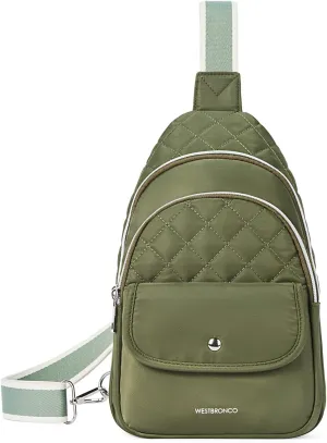 WESTBRONCO Crossbody Bags for Women Quilted Sling Daypacks Nylon Lightweight Large