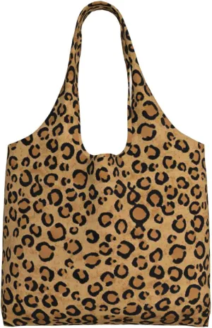 Wild Leopard Animal Print Canvas Tote Bags,Reusable Cloth Bags For Shopping Beach Grocery Trendy