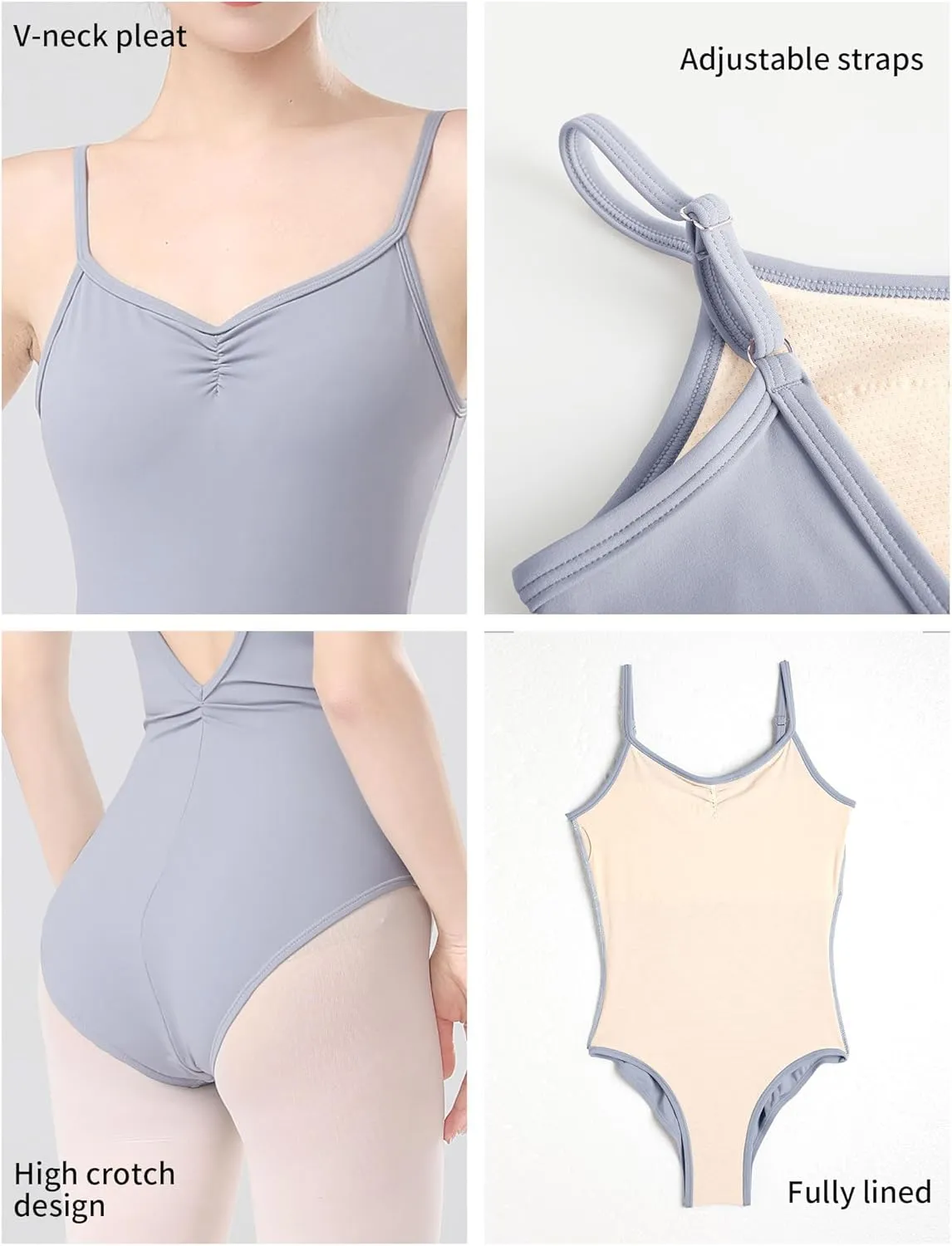 Women Ballet Leotards Spaghetti Strap Professional Dance Leotard/High Cut/Backless/Adjustable straps