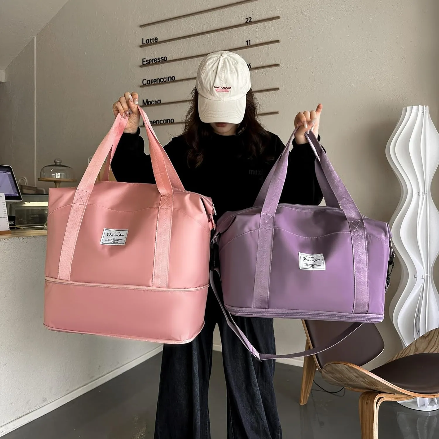 Women-Birthday Gifts Duffle Bag with.Expandable Compartment, Gifts for Personalized Girls Weekender Bag, Overnight for Women, Travel Bag with Makeup, Friend Bride Gifts(purple)