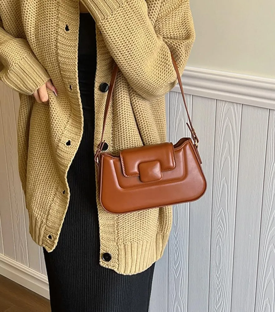 Women Casual Shoulder Bag PU Leather for Women Crossbody Hobo Purses Bag Chic Tote Handbags with 2 Removable Strap