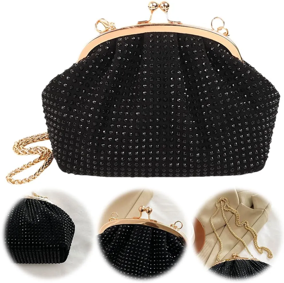 Women Evening Clutch Bag Fashion Rhinestones Evening Bags Chain Strap Stylish Crossbody Bag Large Capacity Elegant H