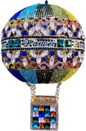 Women Luxury Rhinestone Evening Bag Balloon Crystal Clutch Purse Stylish Handbag for Concert Festival Celebration