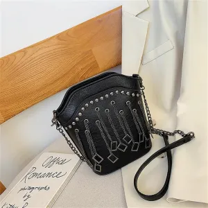 Women Punk Bag Chain Bucket Bag Women's Bags Trendy Hundred Pu Bags for Daily Life