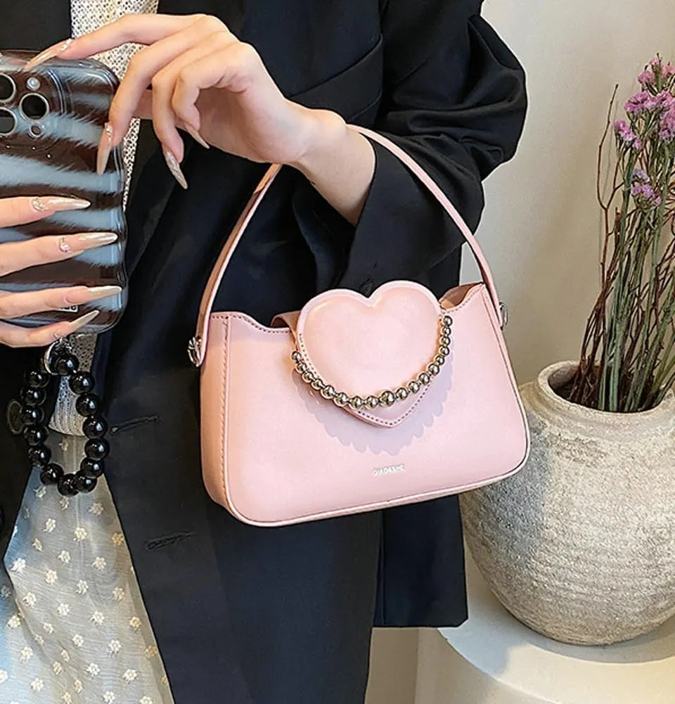 Womens Chic Shoulder Crossbody Bag Vegan Leather Purse Small Tote Bag Y2k Handbag Cute Clutch Satchel with Chain