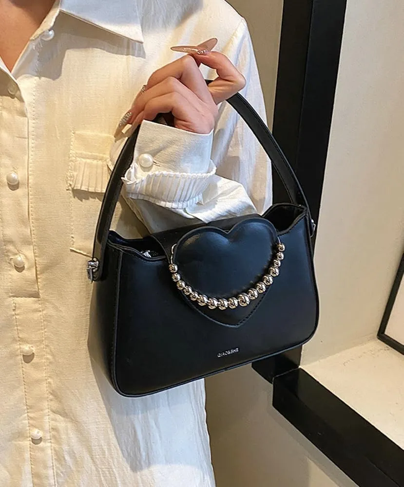 Womens Chic Shoulder Crossbody Bag Vegan Leather Purse Small Tote Bag Y2k Handbag Cute Clutch Satchel with Chain