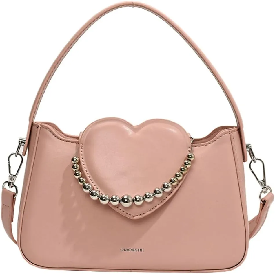 Womens Chic Shoulder Crossbody Bag Vegan Leather Purse Small Tote Bag Y2k Handbag Cute Clutch Satchel with Chain