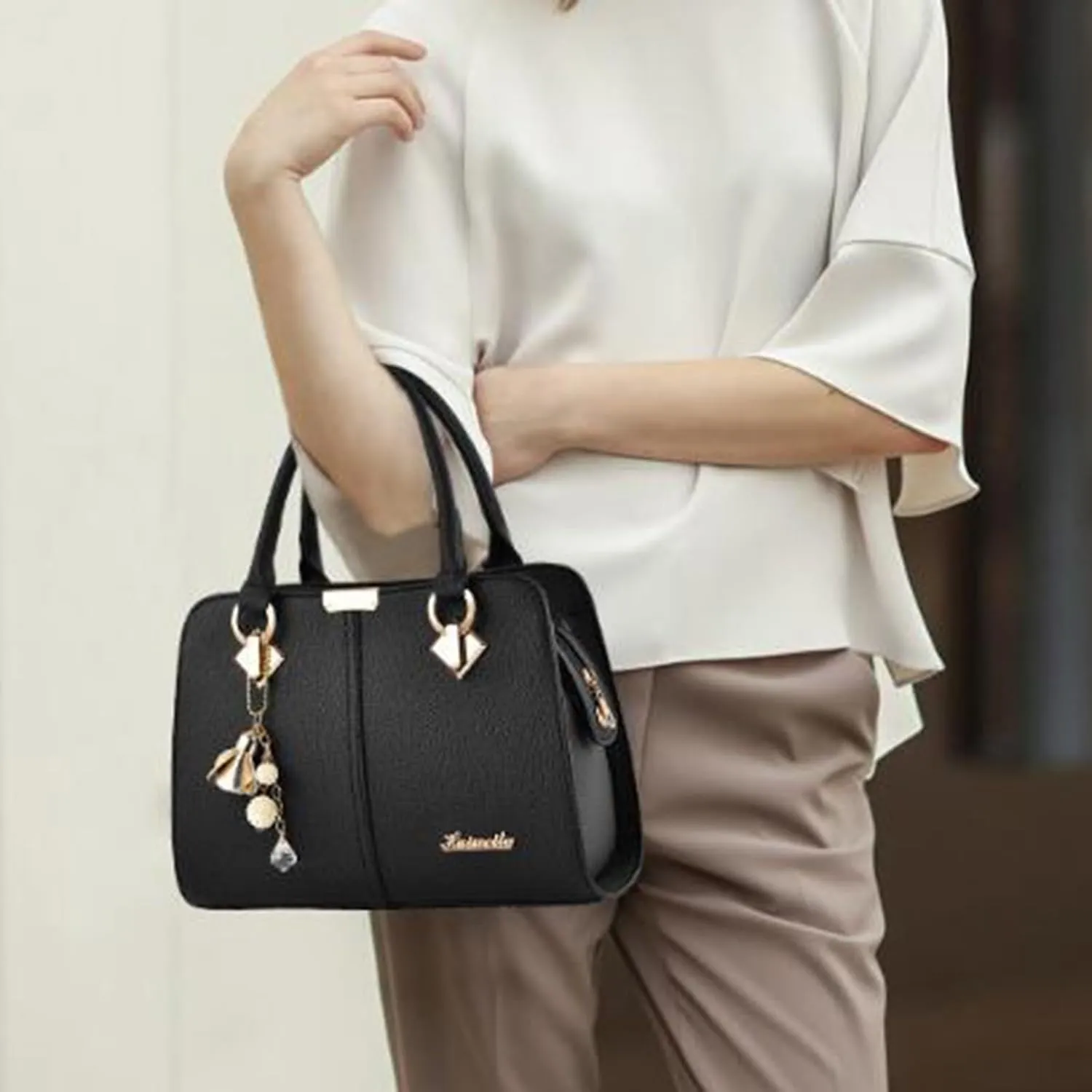Women's Handbag Trendy Shoulder Crossbody Bag Bookish Messenger Bags (Black, One Size)