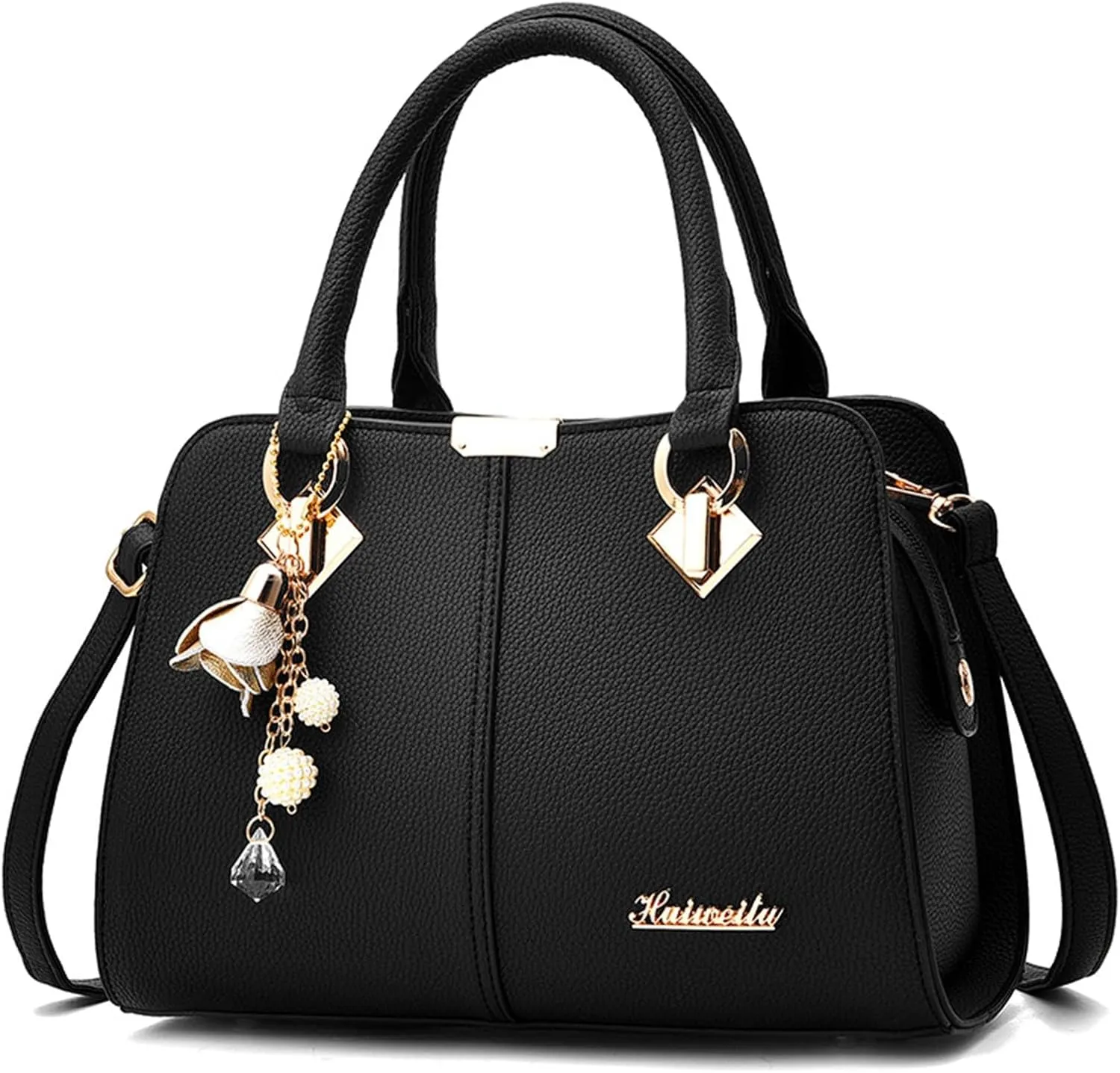 Women's Handbag Trendy Shoulder Crossbody Bag Bookish Messenger Bags (Black, One Size)