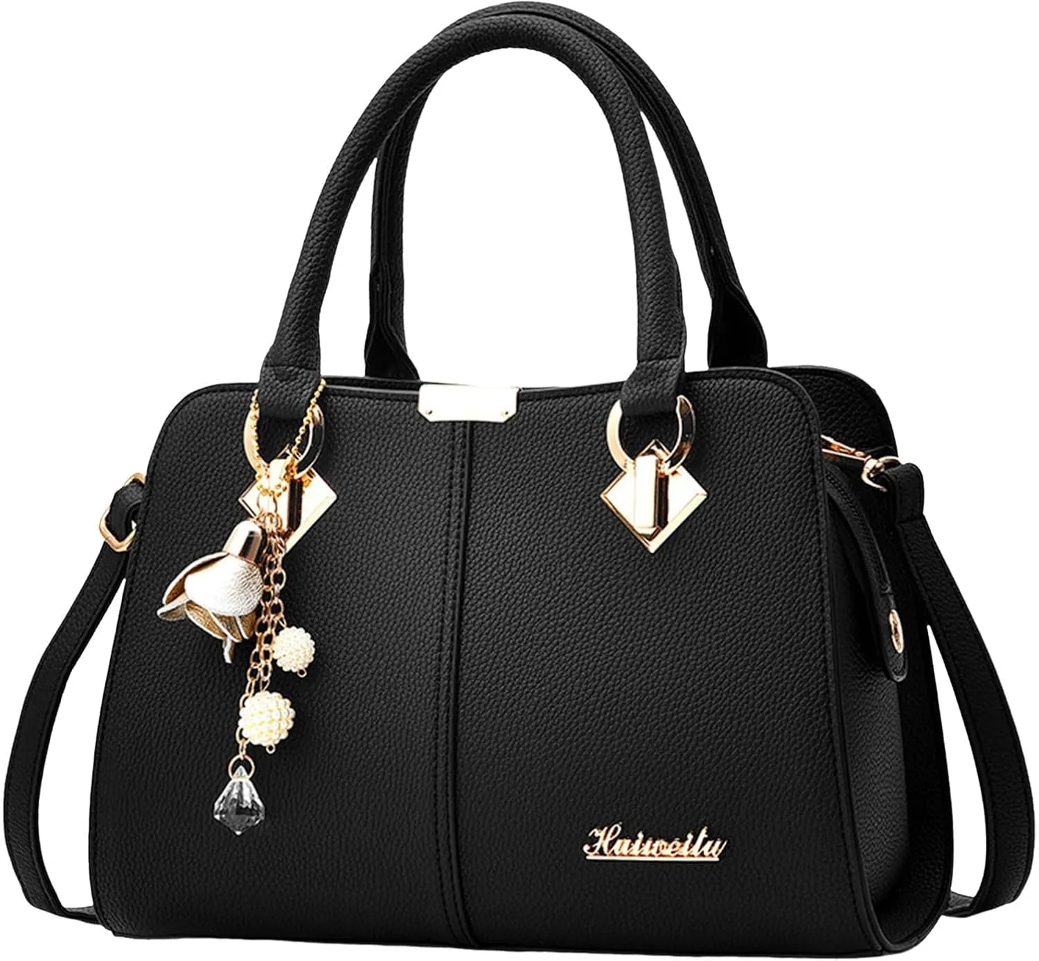 Women's Handbag Trendy Shoulder Crossbody Bag Bookish Messenger Bags (Black, One Size)
