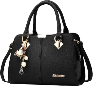 Women's Handbag Trendy Shoulder Crossbody Bag Bookish Messenger Bags (Black, One Size)