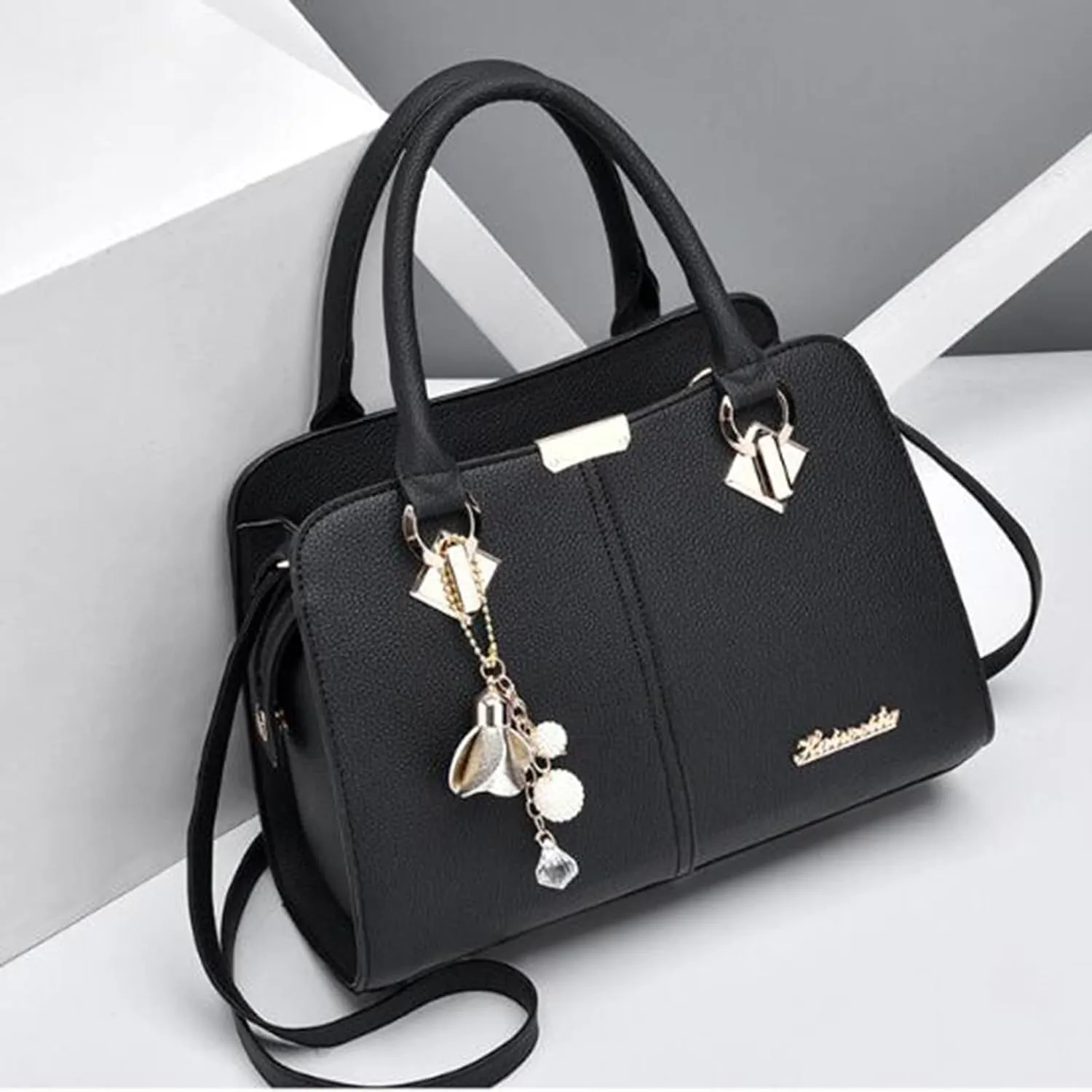 Women's Handbag Trendy Shoulder Crossbody Bag Bookish Messenger Bags (Black, One Size)