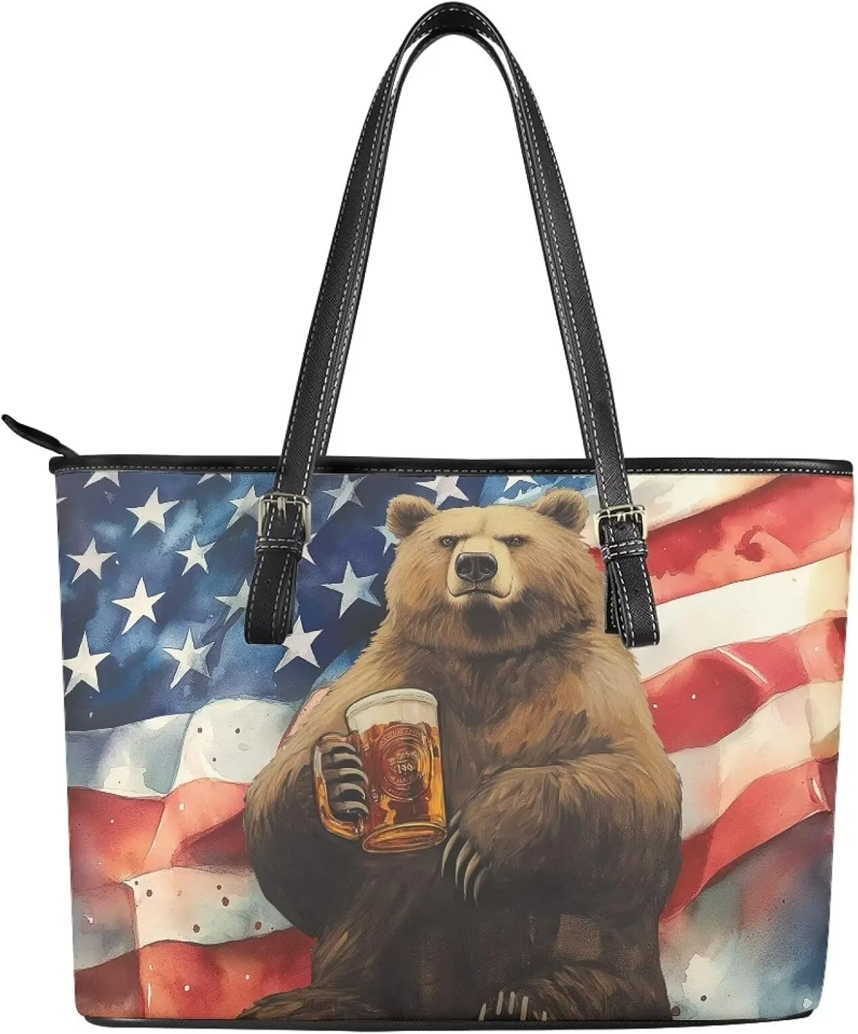 Women's Tote Bag Fashion Shoulder Bags Casual PU Leather Handbag With Zipper Large Capacity Travel Purse Work Bags