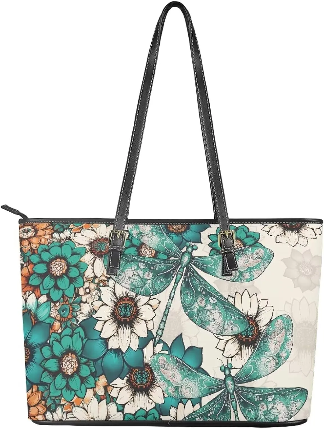 Women's Tote Bag Fashion Shoulder Bags Casual PU Leather Handbag With Zipper Large Capacity Travel Purse Work Bags