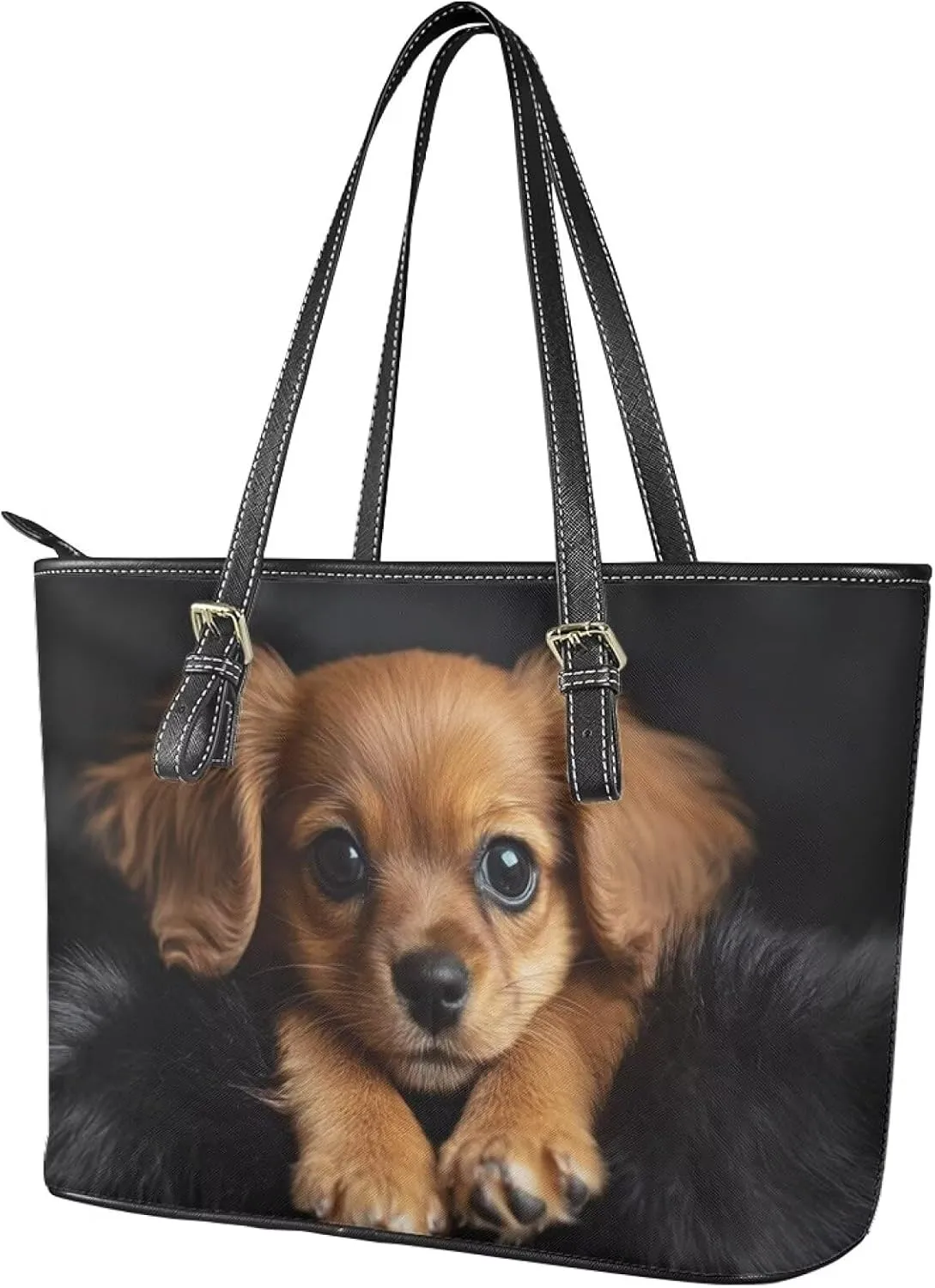 Women's Tote Bag Fashion Shoulder Bags Casual PU Leather Handbag With Zipper Large Capacity Travel Purse Work Bags