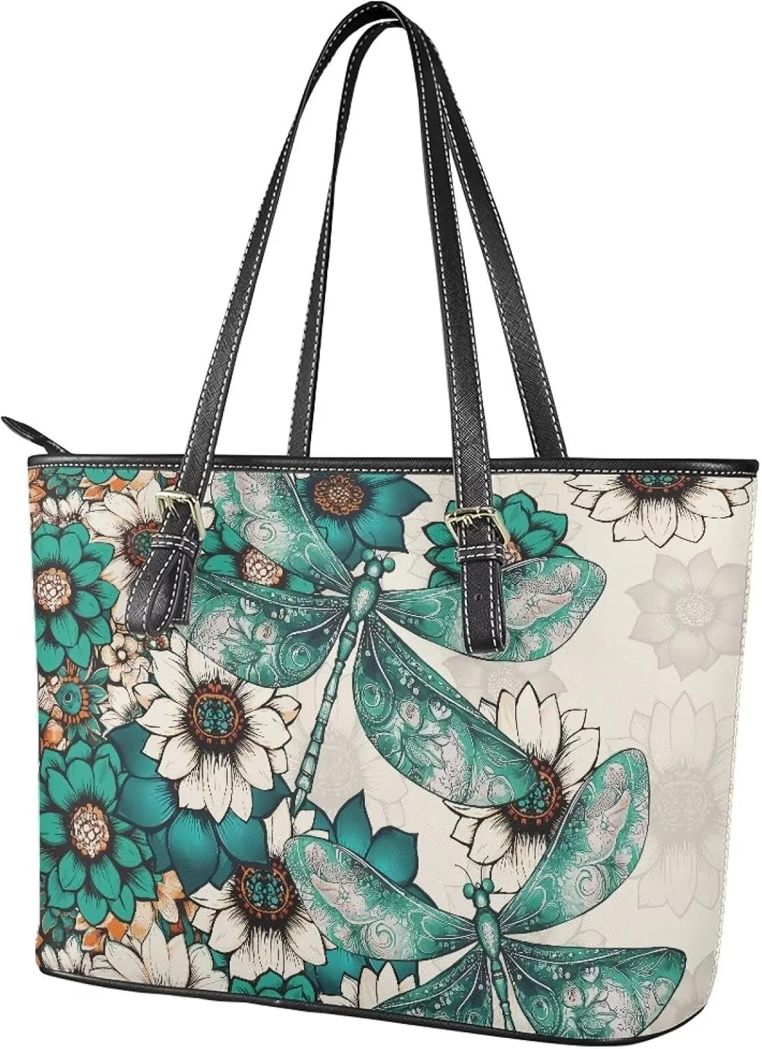 Women's Tote Bag Fashion Shoulder Bags Casual PU Leather Handbag With Zipper Large Capacity Travel Purse Work Bags