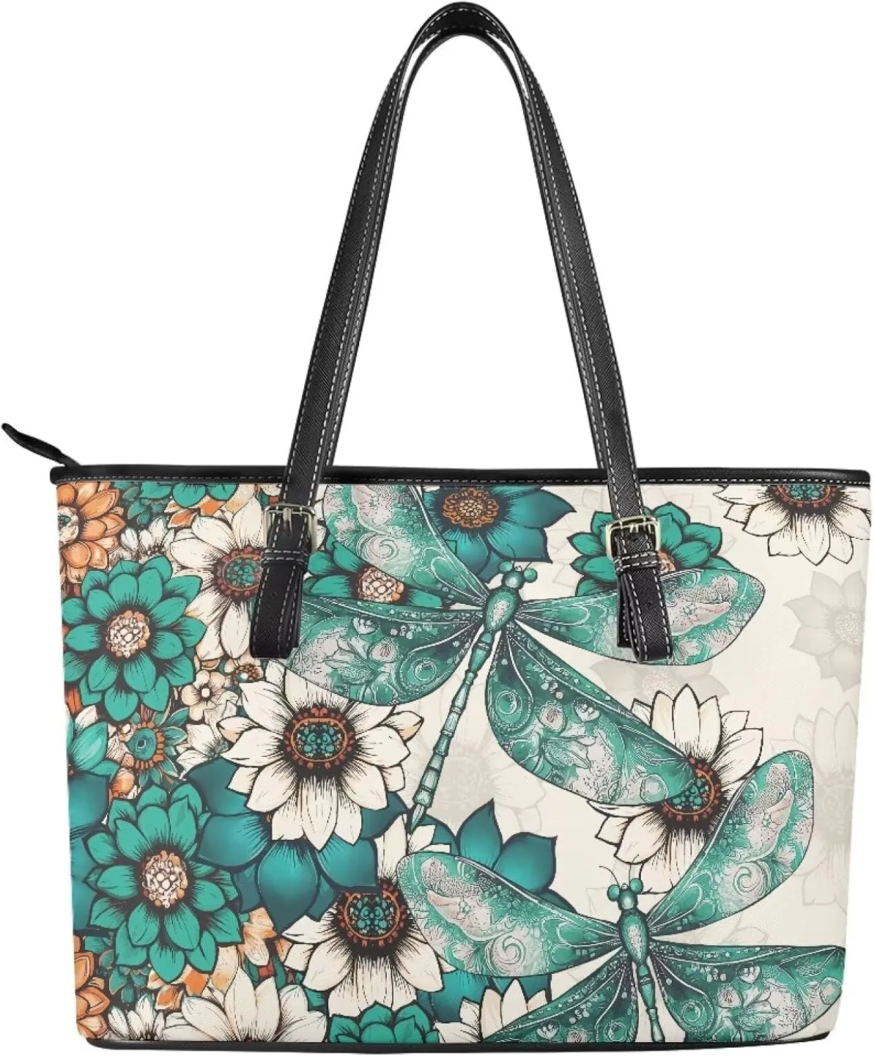 Women's Tote Bag Fashion Shoulder Bags Casual PU Leather Handbag With Zipper Large Capacity Travel Purse Work Bags