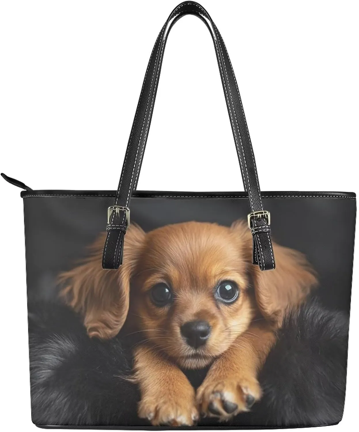 Women's Tote Bag Fashion Shoulder Bags Casual PU Leather Handbag With Zipper Large Capacity Travel Purse Work Bags