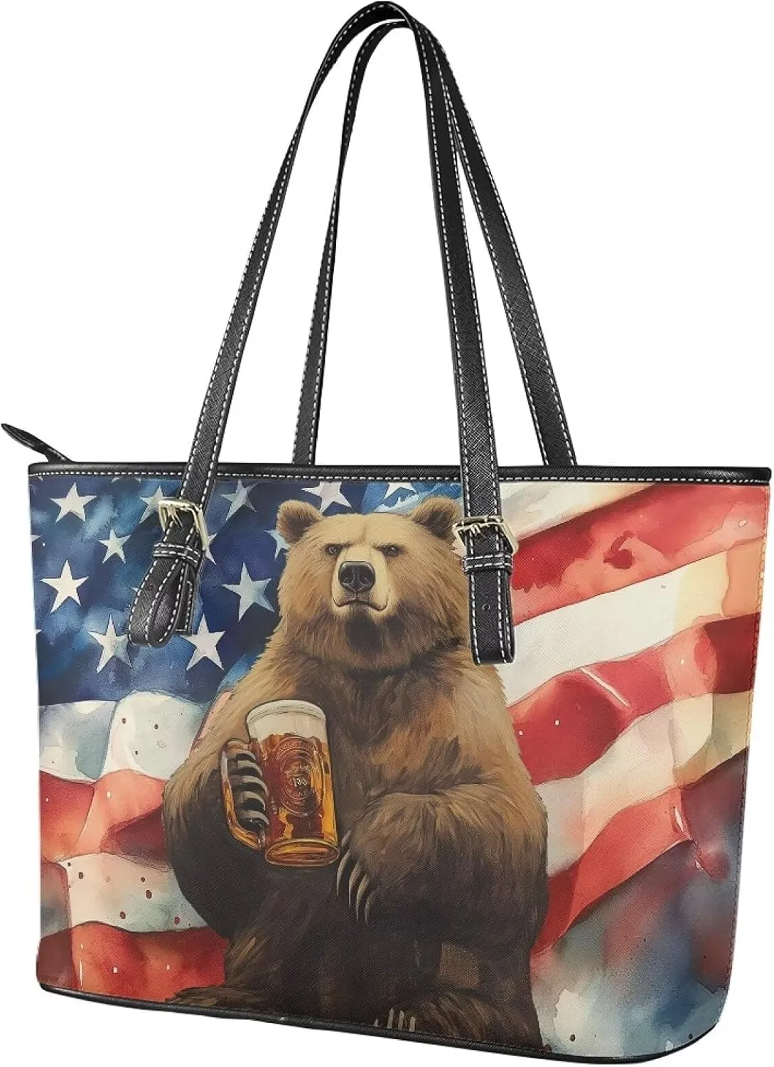 Women's Tote Bag Fashion Shoulder Bags Casual PU Leather Handbag With Zipper Large Capacity Travel Purse Work Bags