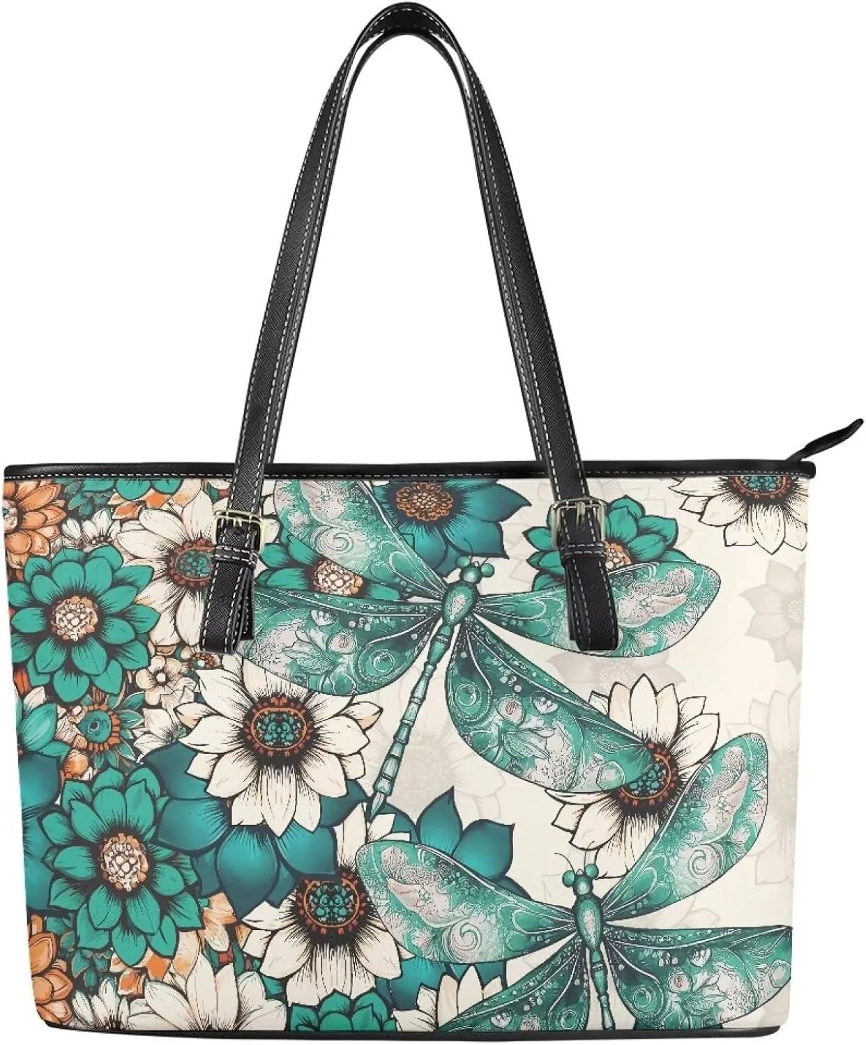 Women's Tote Bag Fashion Shoulder Bags Casual PU Leather Handbag With Zipper Large Capacity Travel Purse Work Bags