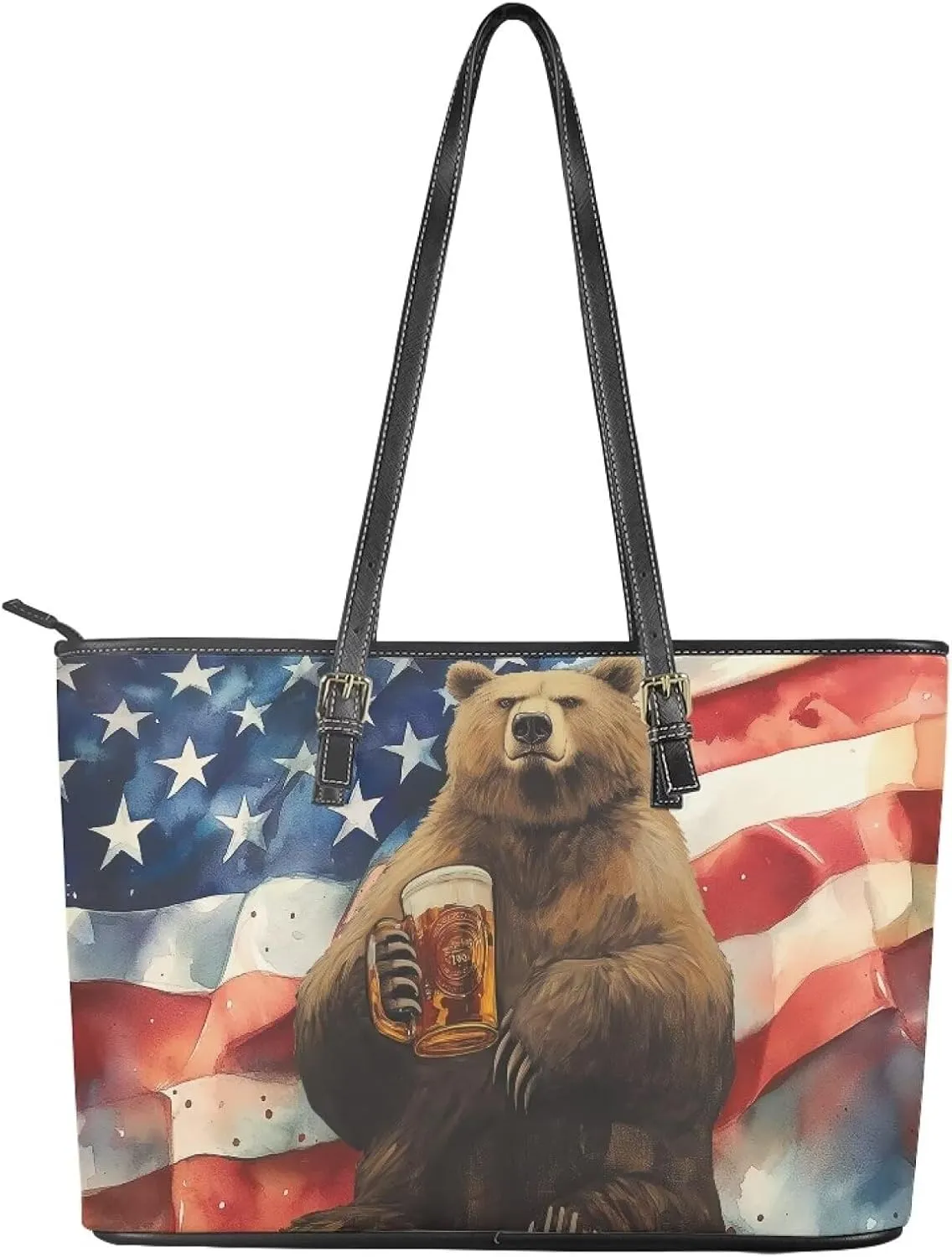 Women's Tote Bag Fashion Shoulder Bags Casual PU Leather Handbag With Zipper Large Capacity Travel Purse Work Bags