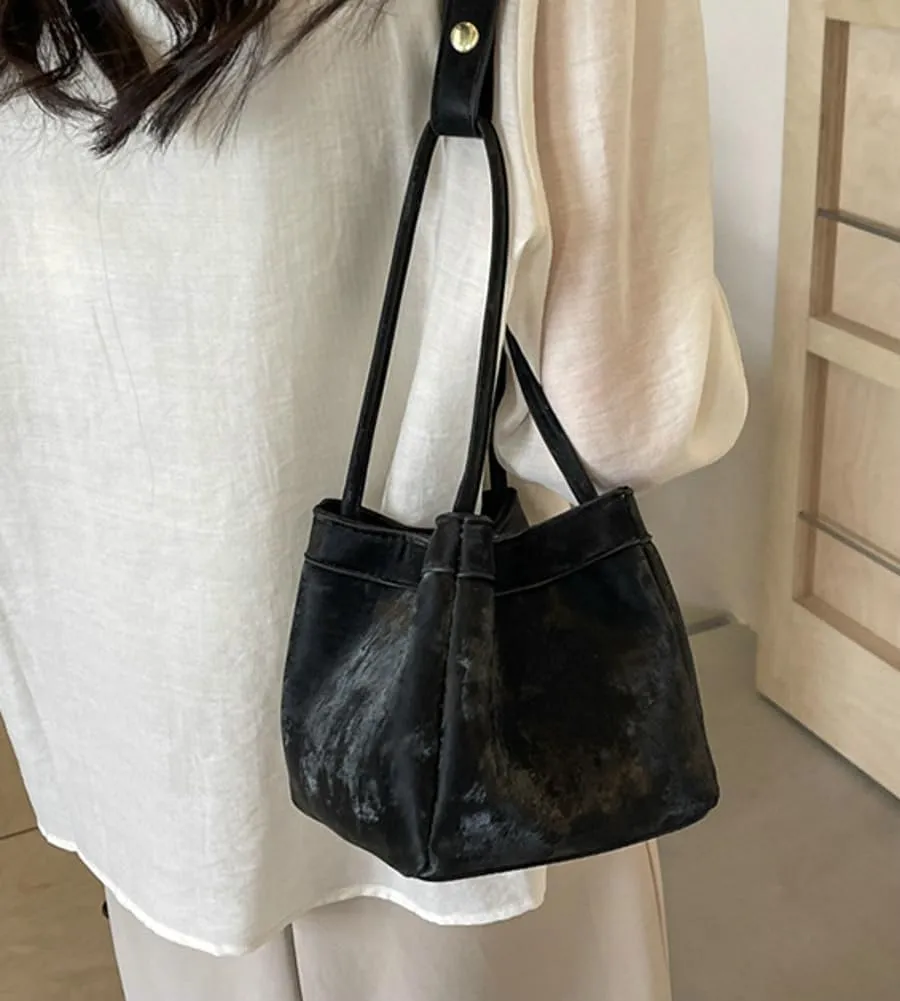 Womens Vegan Leather Handbags Chic Shoulder Bag Small Bucket Tote Bag Y2k Purse Satchel 2024