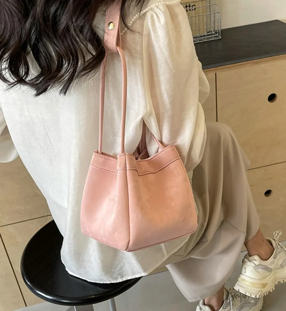 Womens Vegan Leather Handbags Chic Shoulder Bag Small Bucket Tote Bag Y2k Purse Satchel 2024