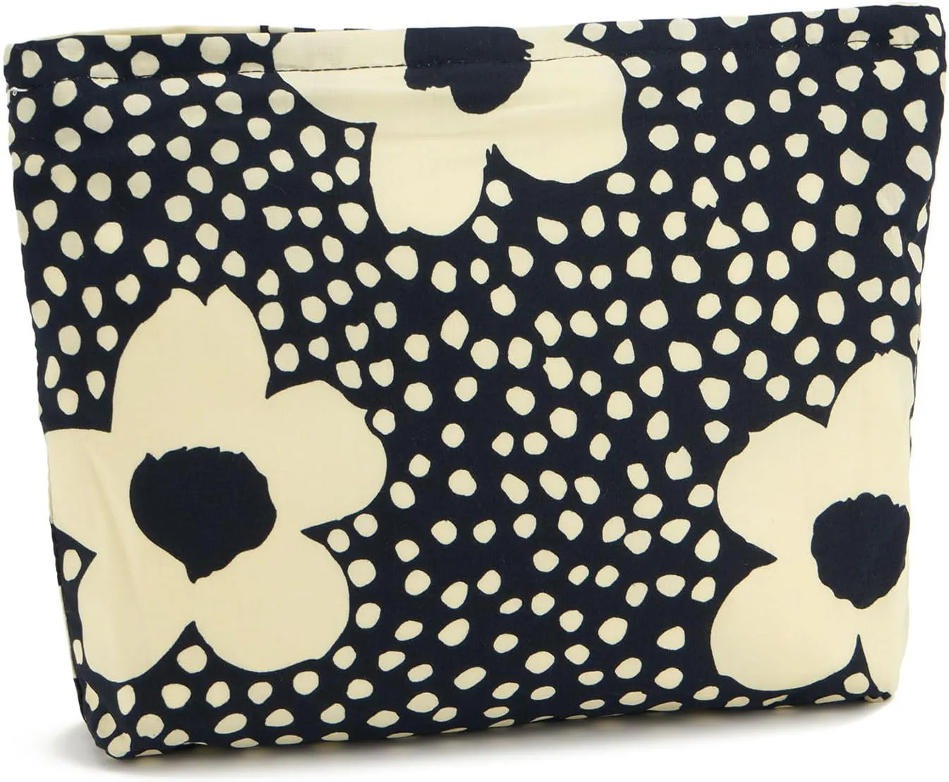 WOZEAH Floral Makeup Bag for Purse Small Cosmetic Pouch,Stylish Zipper Make up Pouch Travel Canvas Toiletry Bags(Black Big Flower)