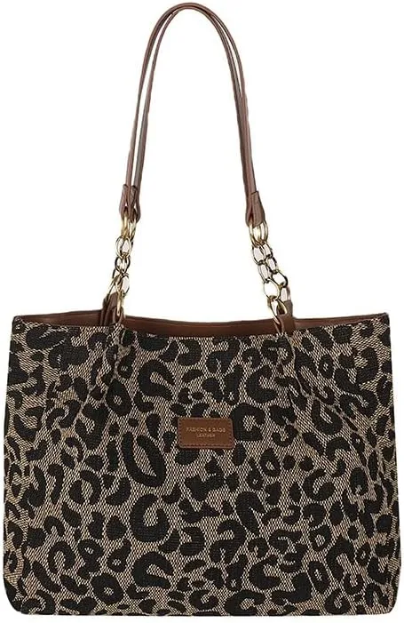 y2k Cheetah Handbags for Women, Fashion Tote Shoulder Bag Leopard Print Purse Ladies Chic Shoulder Bags Handbag Bag (black)