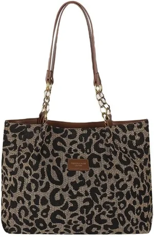 y2k Cheetah Handbags for Women, Fashion Tote Shoulder Bag Leopard Print Purse Ladies Chic Shoulder Bags Handbag Bag (black)