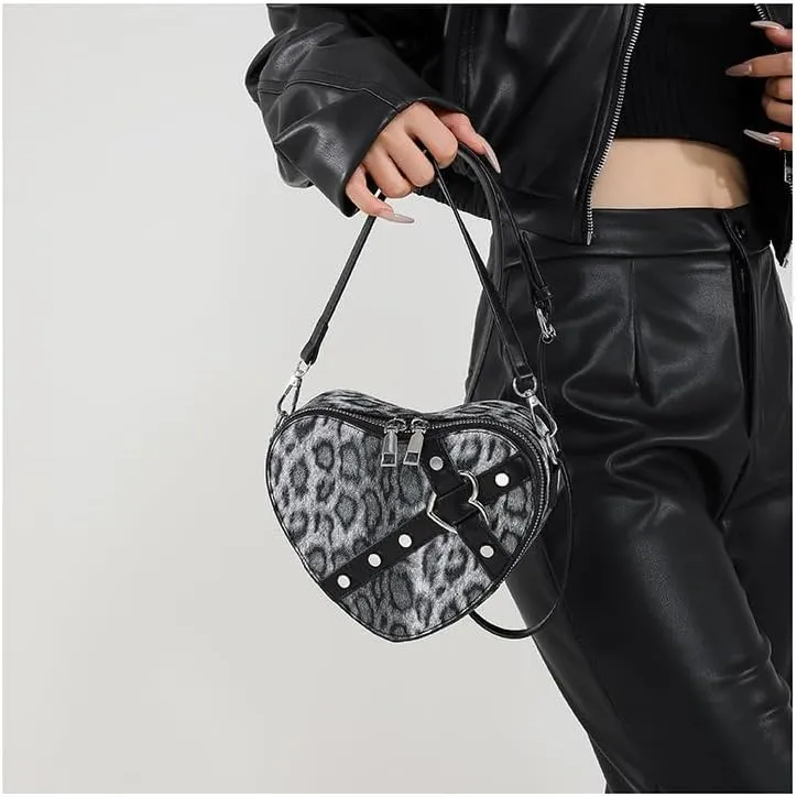 y2k Cheetah Purses for Women Handbag, Grunge Fashion Hobo Bag Ladies Chic Shoulder Bags Leopard Print Sling Purse (black)
