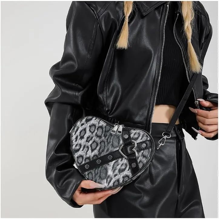y2k Cheetah Purses for Women Handbag, Grunge Fashion Hobo Bag Ladies Chic Shoulder Bags Leopard Print Sling Purse (black)