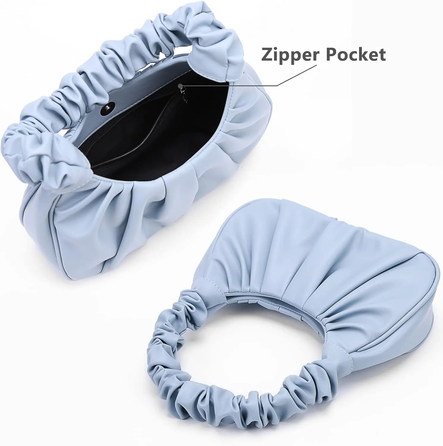 Y2K Purse Bags Chic Pouch Bag Vegan Leather Hobo Handbag Mini Shoulder Bag Underarm Bag Purse for Women