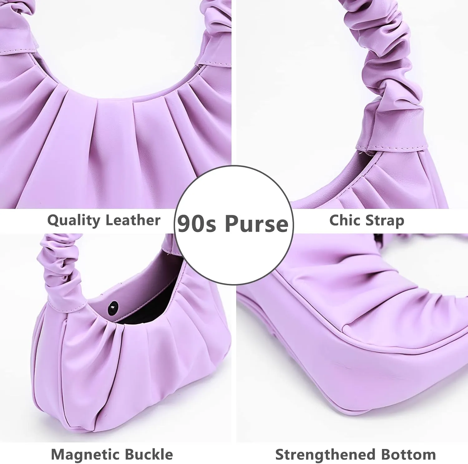 Y2K Purse Bags Chic Pouch Bag Vegan Leather Hobo Handbag Mini Shoulder Bag Underarm Bag Purse for Women