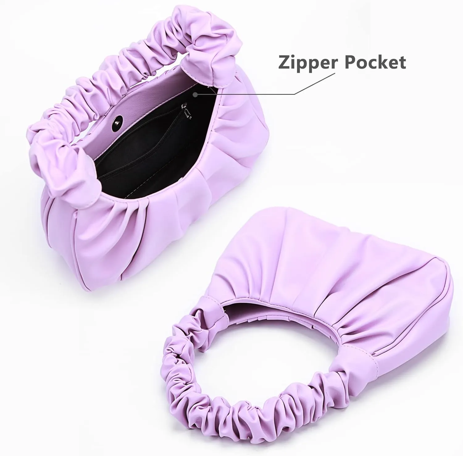 Y2K Purse Bags Chic Pouch Bag Vegan Leather Hobo Handbag Mini Shoulder Bag Underarm Bag Purse for Women