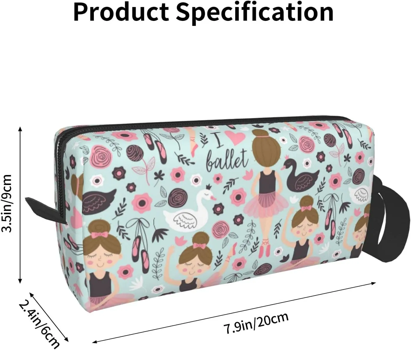 YISHOW Adorable Ballet dancer Makeup Bag Adorable Travel Cosmetic Toiletry Organizer Case for Women