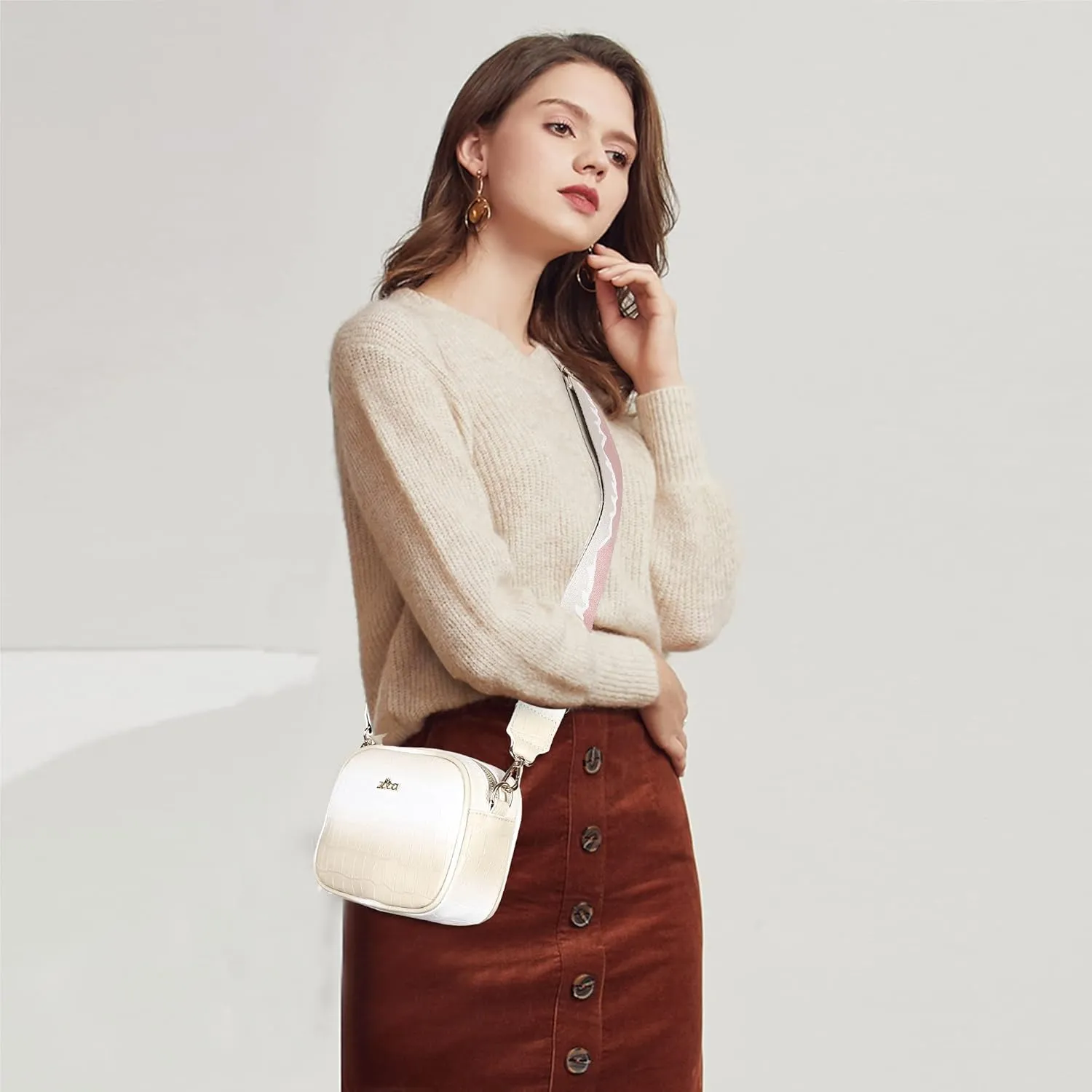 ZOCAI Camera Crossbody Shoulder Bags for Women Small Cluth Vegan Leather Handbag Purses with Adjustable Strap Lightweight