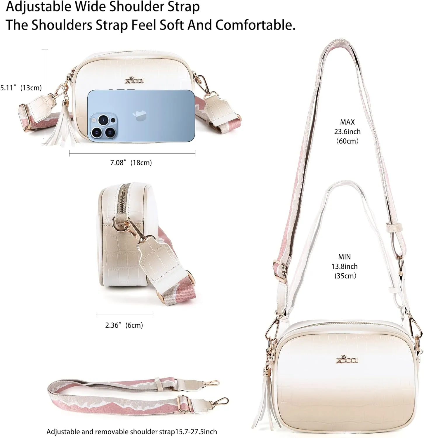 ZOCAI Camera Crossbody Shoulder Bags for Women Small Cluth Vegan Leather Handbag Purses with Adjustable Strap Lightweight