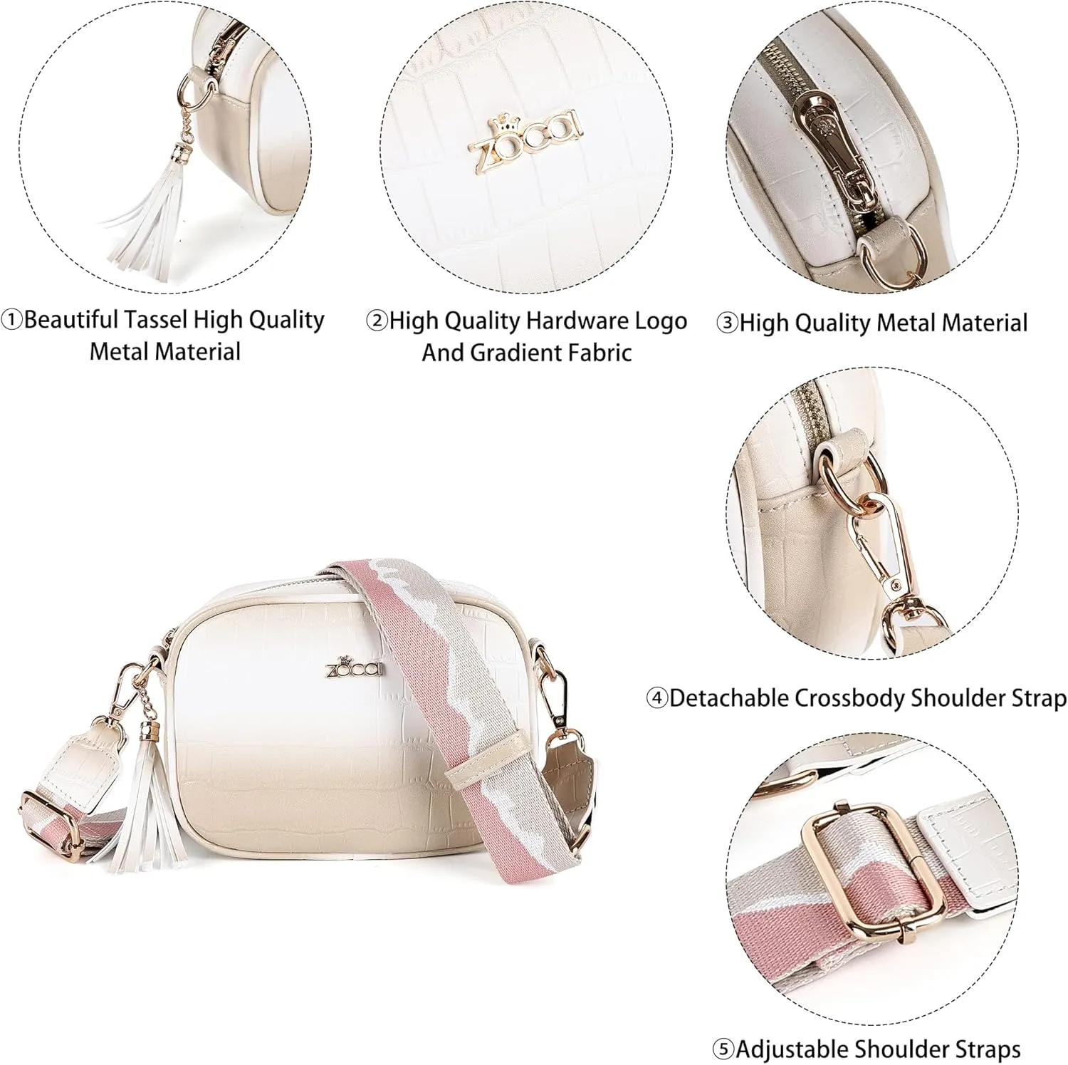 ZOCAI Camera Crossbody Shoulder Bags for Women Small Cluth Vegan Leather Handbag Purses with Adjustable Strap Lightweight