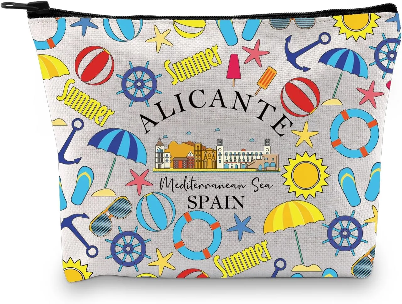 Zuo Bao Alicante Cosmetic Bag Alicante Tourist Gift Spain Travel Gift Alicante Travel Makeup Bag Spain Lover Gift Alicante City Gift (ALICANTE)