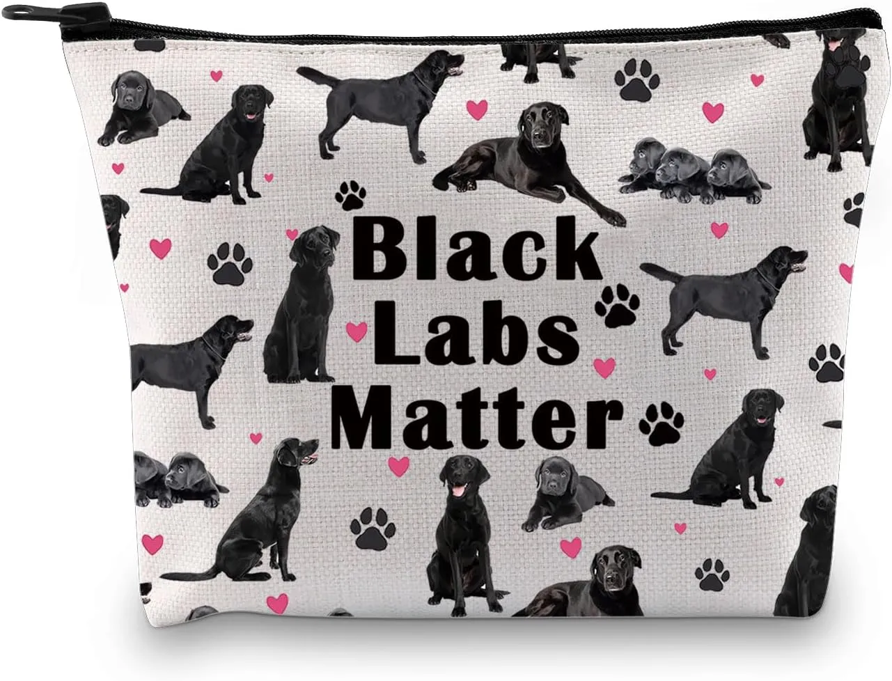 Zuo Bao Black Labrador Makeup Bag Labrador Retriever Gift Black Labs Matter Cosmetic Bag for Labrador Lovers (Black Labs Matter)