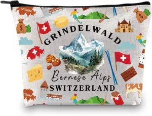 Zuo Bao Switzerland Cosmetic Bag Travel To Switzerland Gift Swiss Flags Suisse Vacation Toiletry Bag Swiss Alps Makeup Bag Travel In Europe Gift (GRINDELWALD)